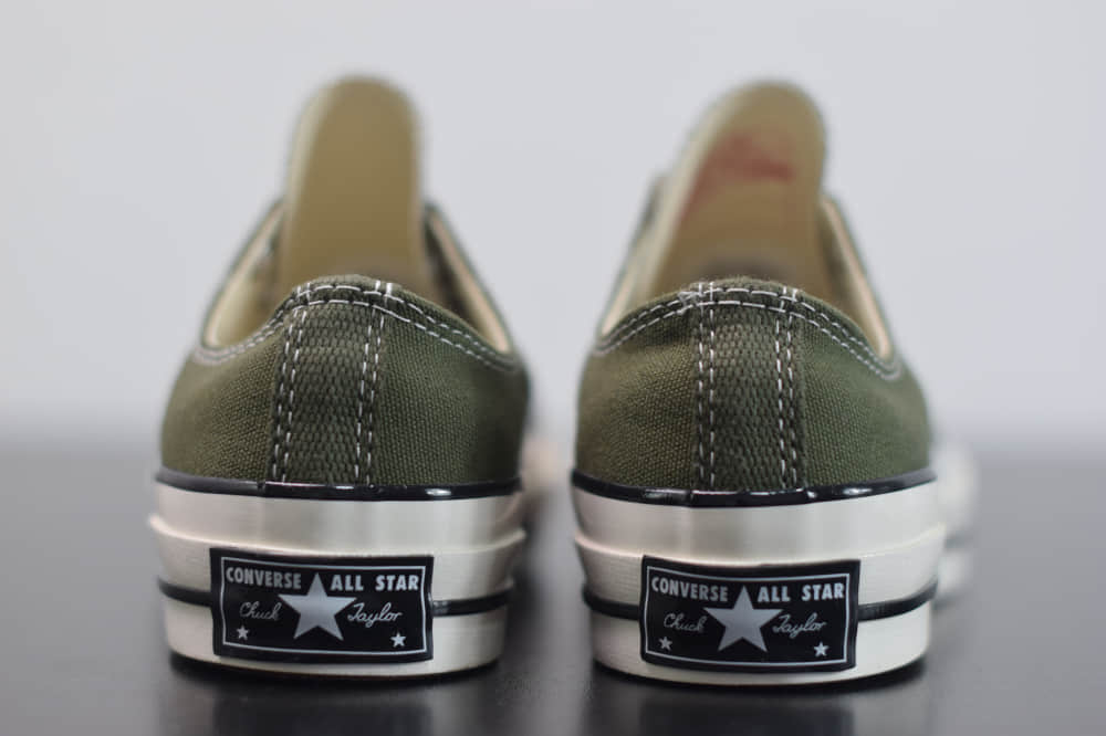 匡威converse all star1970S三星标低帮军绿色硫化帆布鞋纯原版本 货号：162060C