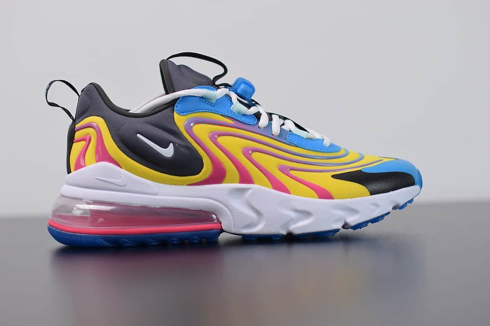 耐克Nike Air Max 270 React ENG黄蓝色气垫运动鞋纯原版本 货号：CD0113-400