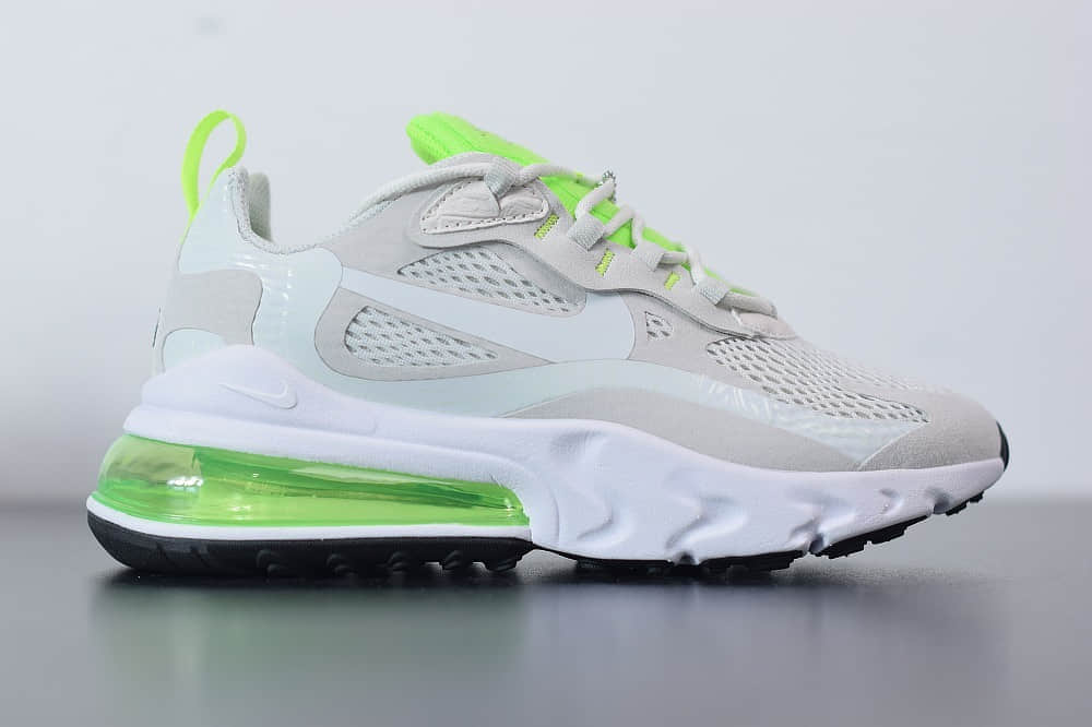 耐克Nike Air Max 270 React瑞亚赛车米白绿银粉气垫运动鞋纯原版本 货号：CU3447-001