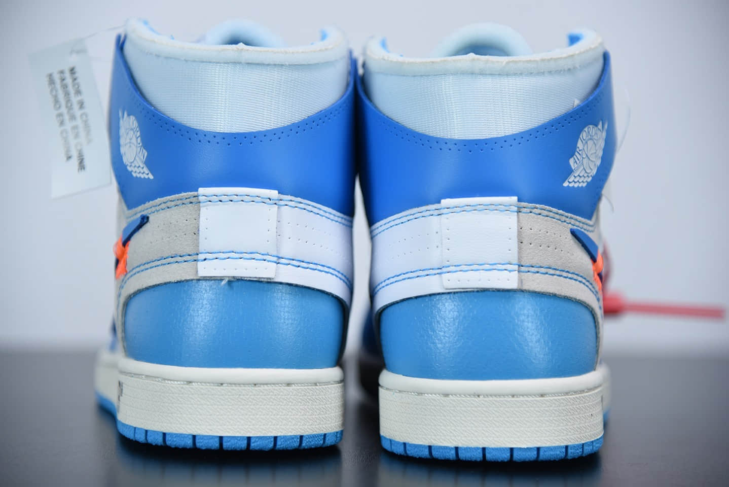 乔丹Air Jordan 1 x OFF-WHITE AJ1 OW黄龄同款联名北卡蓝高帮板鞋纯原版本 货号：AQ0818-148