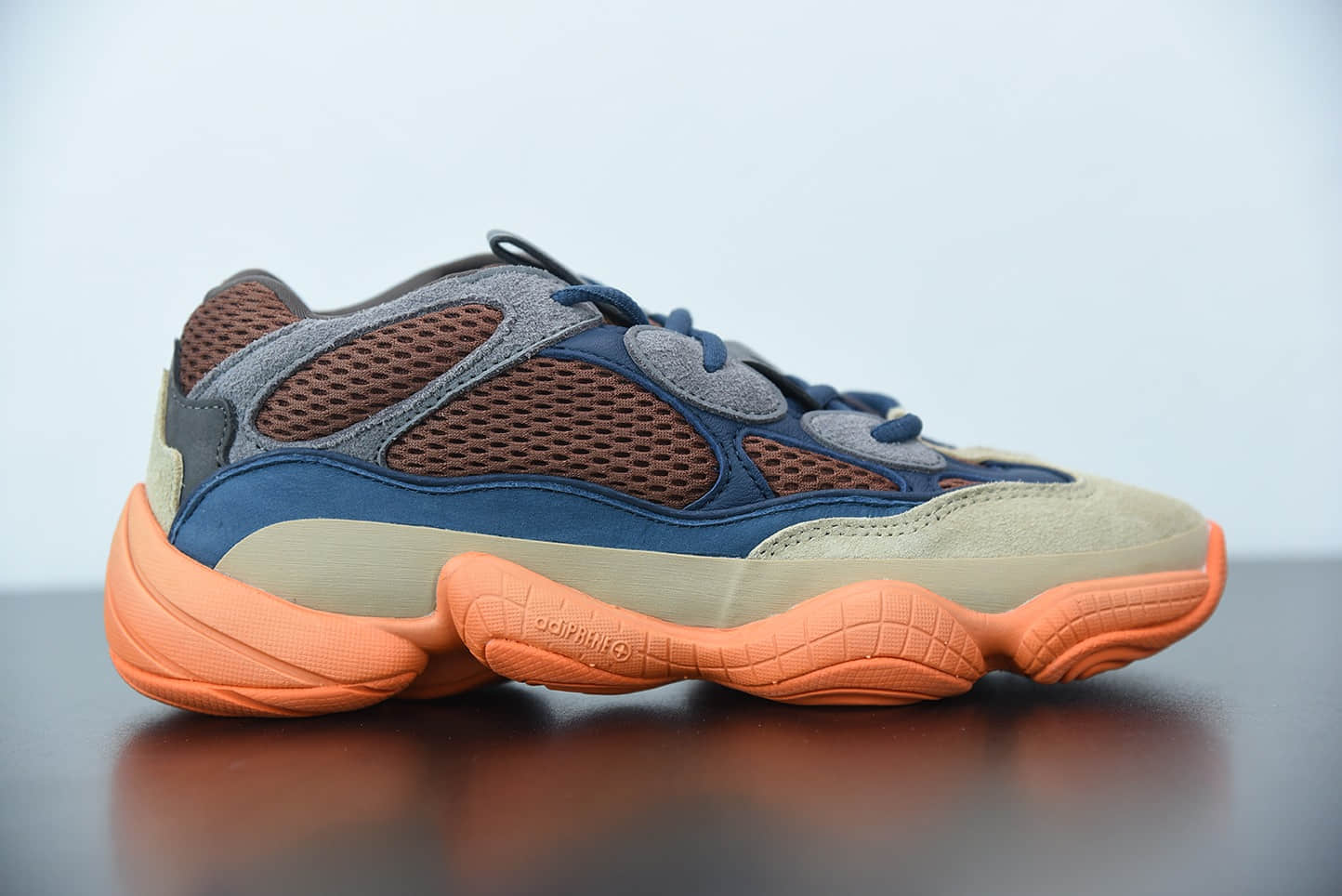 阿迪达斯KANYE WEST x adidas Yeezy 500Enflame海军蓝暴力橙复古老爹风厚底休闲运动慢跑鞋纯原版本 货号：GZ5541