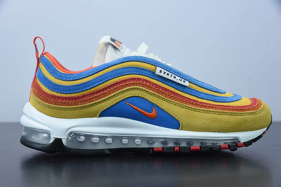 耐克 Nike Air Max 97 红黄蓝全掌气垫复古子弹跑步鞋纯原版本 货号：DH1085-700