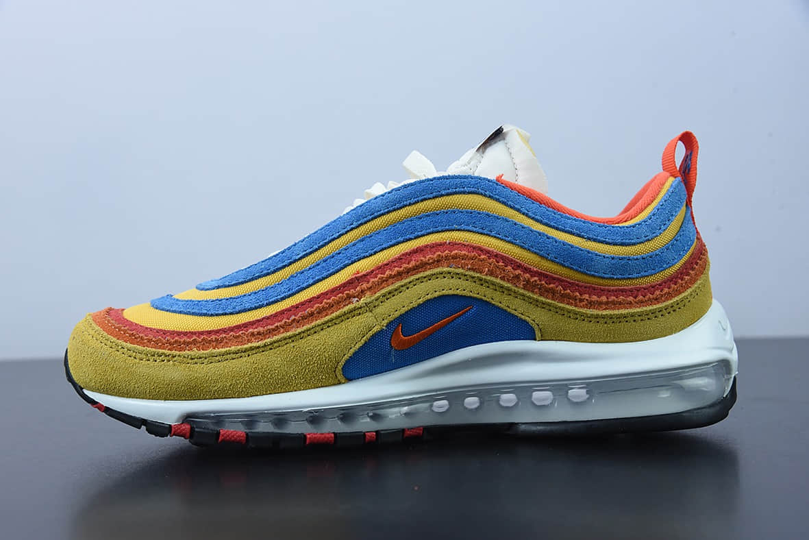 耐克 Nike Air Max 97 红黄蓝全掌气垫复古子弹跑步鞋纯原版本 货号：DH1085-700