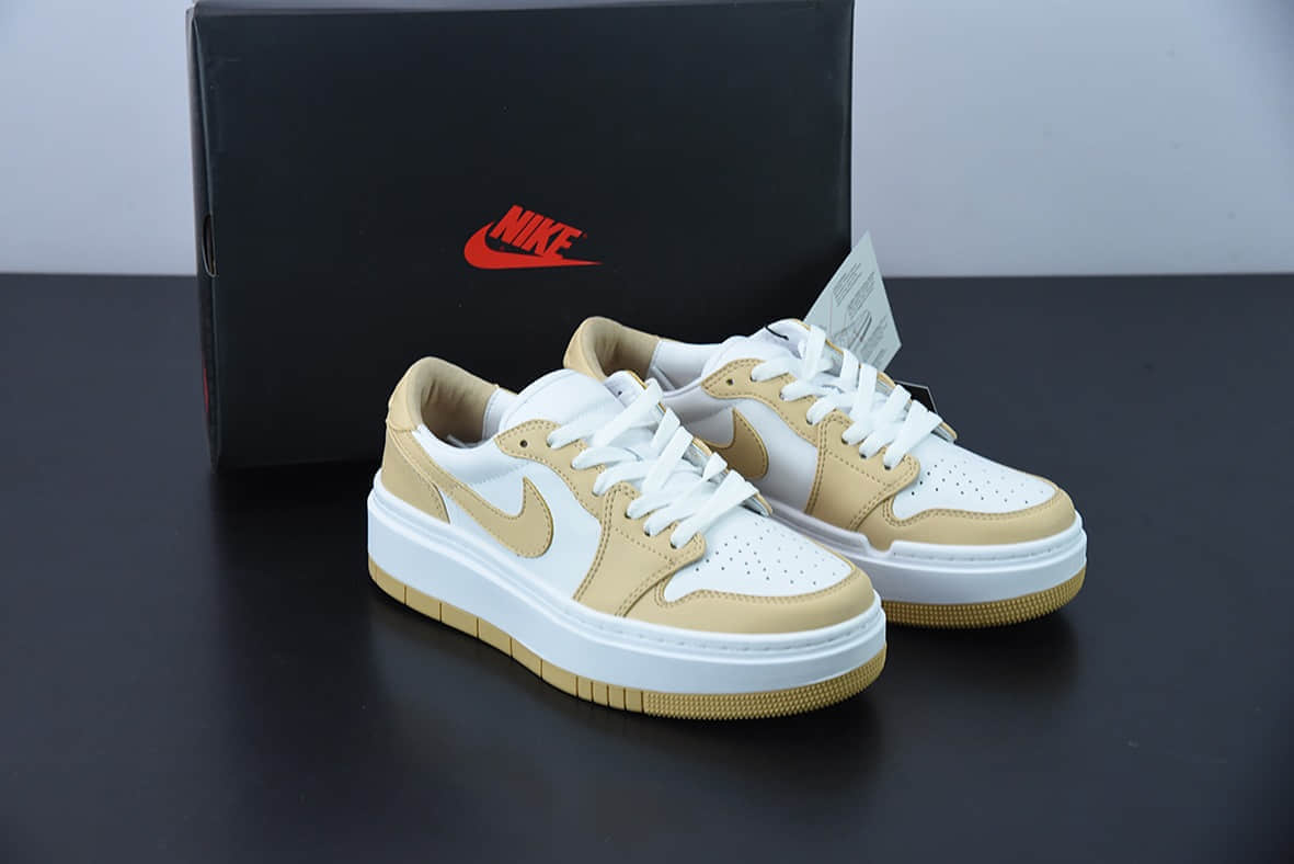 乔丹Air Jordan 1 Elevate Low SE Wolf Grey AJ1厚底白杏配色复古篮球鞋纯原版本 货号：DH7004-102