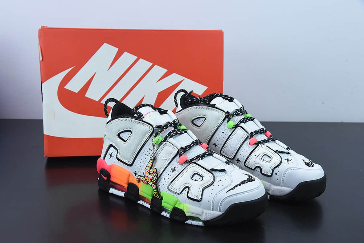 耐克Nike Air MoreUptempo96皮蓬复古大Air白彩虹篮球鞋纯原版本 货号：DV1233-111