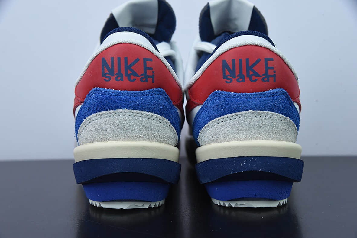 耐克 Nike Sacai x Nk Cortez 白蓝红 50周年纪念款华夫 4.0 运动跑鞋纯原版本 货号：DQ0581-100