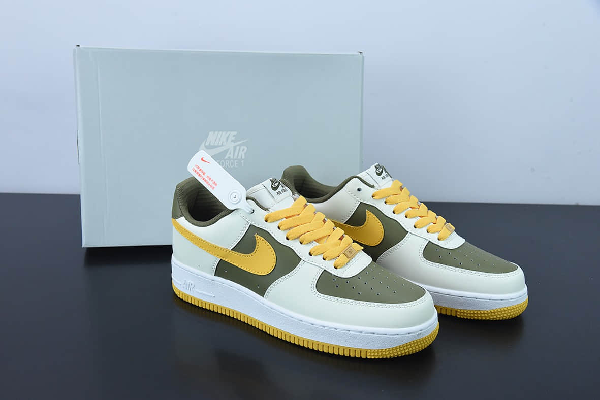 耐克Nike Air Force 1 Low 米白黄绿拼接空军一号低帮运动休闲板鞋纯原版本货号：AQ2288-111