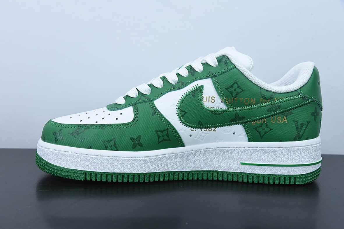 耐克Nike LV×Nike Air Force 1 Low 07 LV联名款白绿印花低帮休闲板鞋纯原版本 货号：MS0232