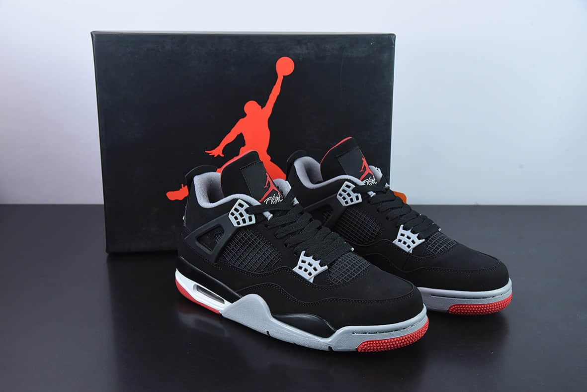 乔丹Air Jordan 4 Retro “Bred” AJ4 新黑红男子文化篮球鞋纯原版本 货号：308497-060