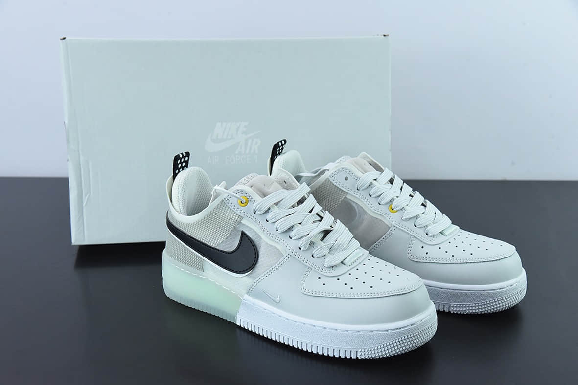 耐克Nike Air Force 1 Low 灰绿双勾解构空军一号低帮运动休闲百搭板鞋纯原版本 货号：DM0573-001