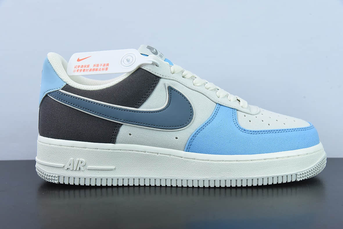 耐克Nike Air Force 1 '07 浅蓝布面空军一号低帮休闲板鞋纯原版本 货号：DG2296-024