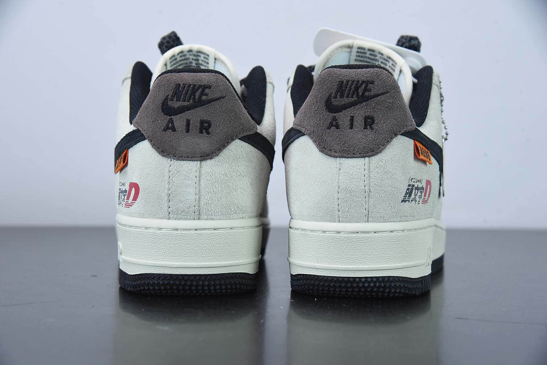 耐克Nike Air Force 1'07 Low 头文字D联名款麂皮黑灰空军一号低帮休闲板鞋纯原版本 货号：BS9055-801