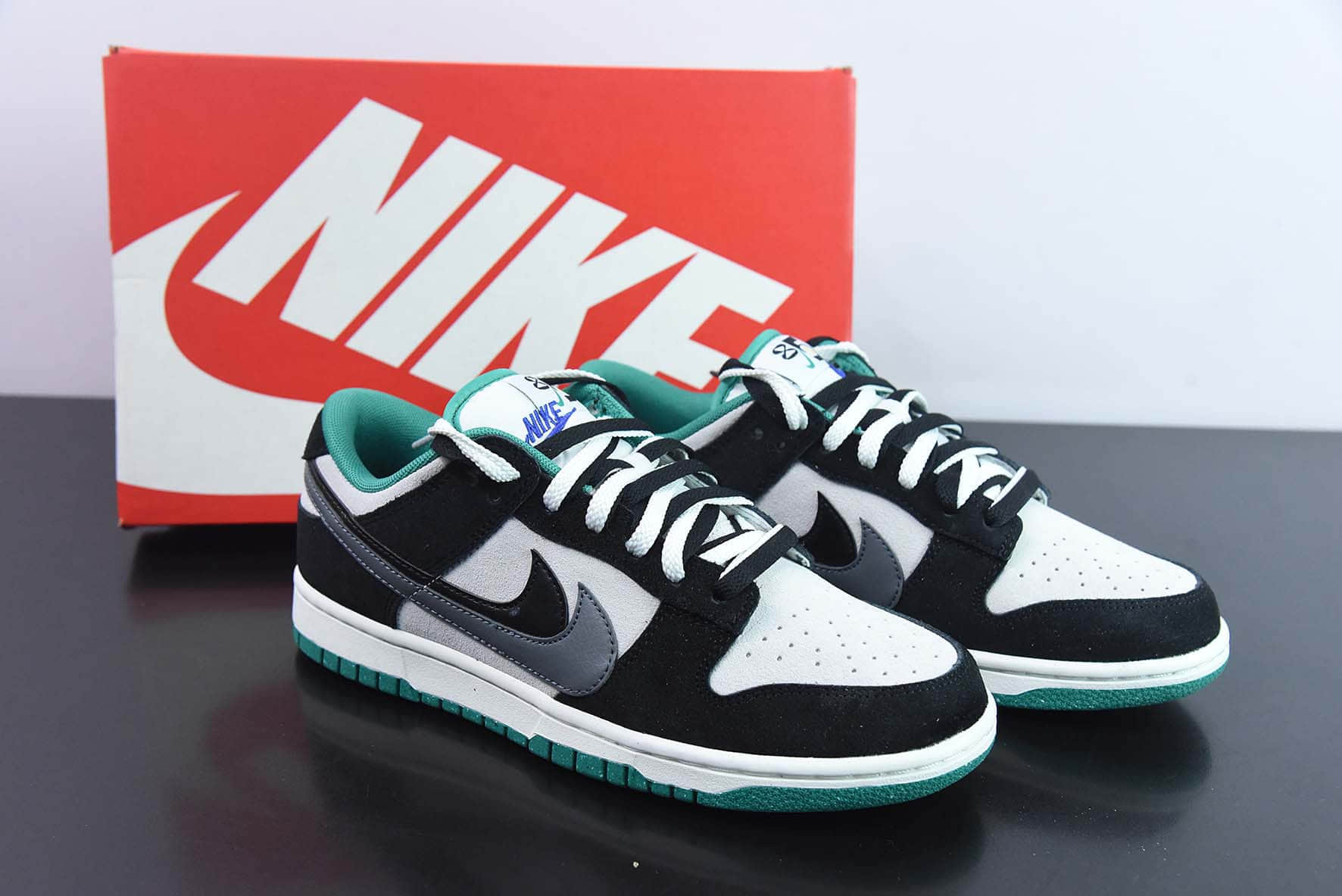 耐克Nike SB Dunk Low 85 黑灰双勾绑带黑绿 SB低帮运动休闲板鞋纯原版本 货号：DO9457-133