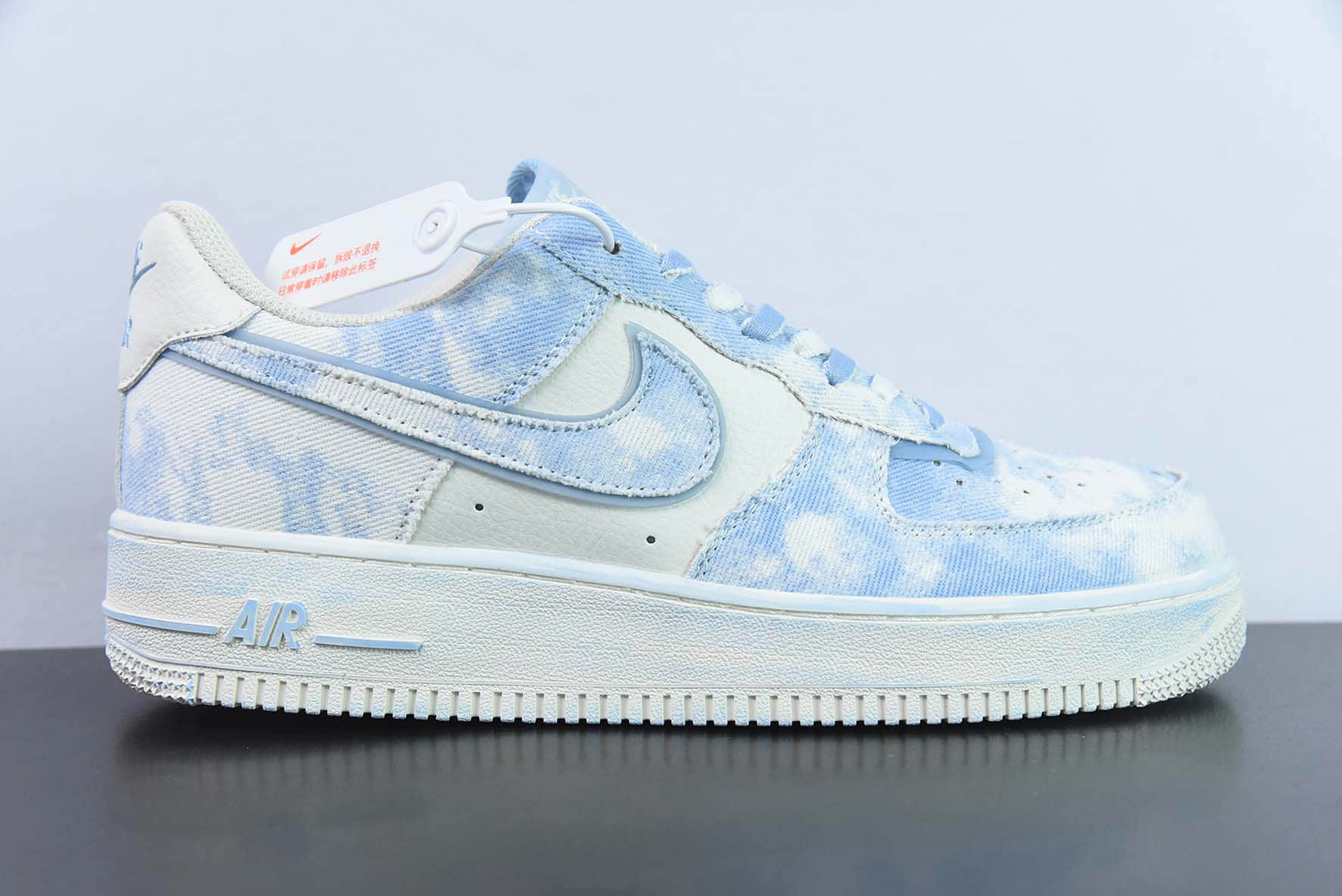 耐克Nike Air Force 1 AF1白蓝牛仔扎染空军一号低帮休闲板鞋纯原版本 货号：FB0607-022