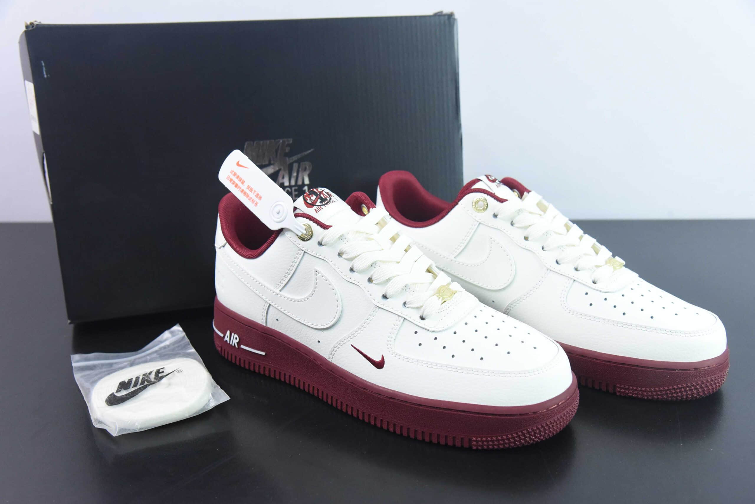 耐克Nike Air Force 1 Low 40周年米白红空军一号低帮休闲板鞋纯原版本 货号：DQ7582-100