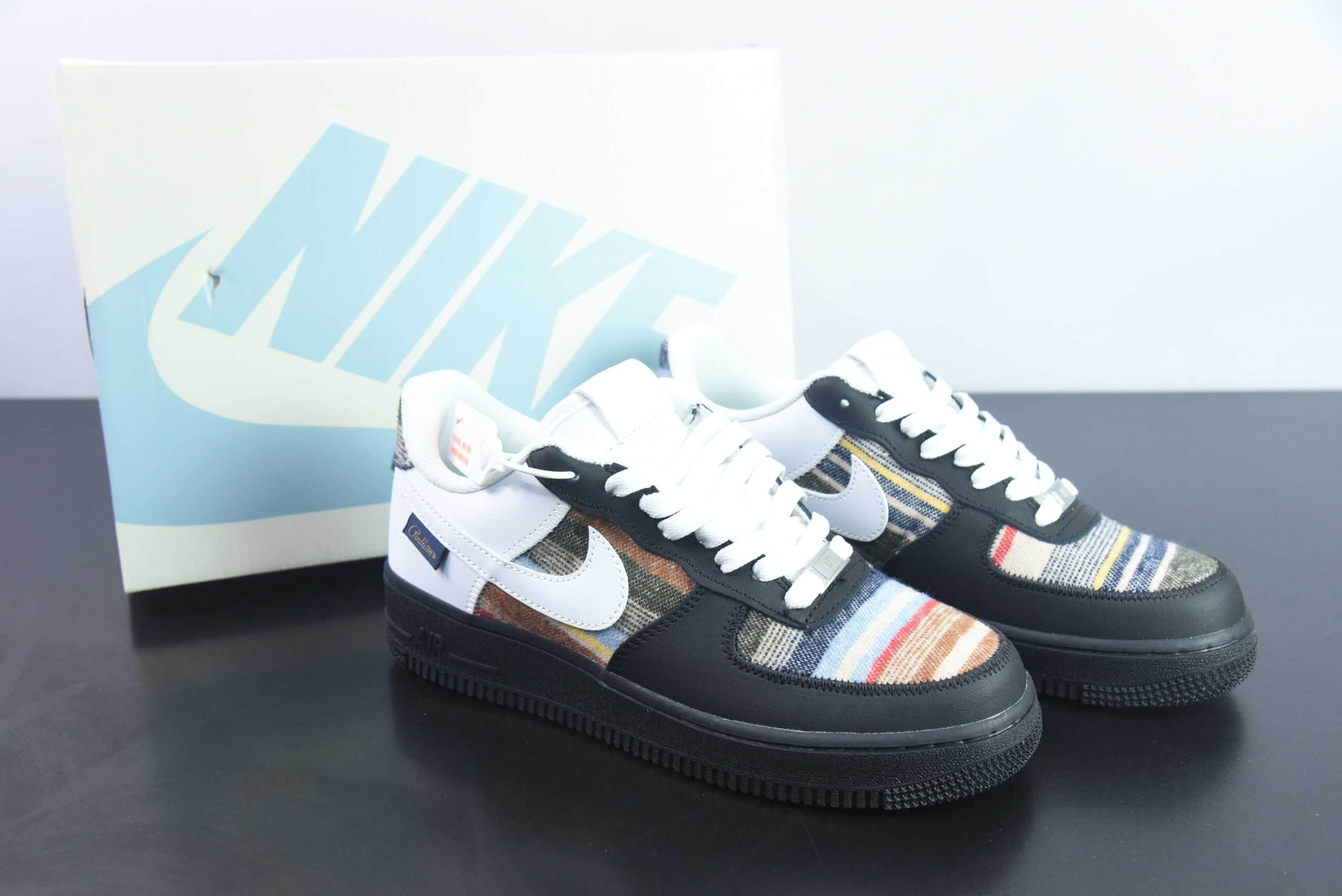 耐克Nike Air Force 1 Low 黑白拼接毛衣空军一号低帮运动休闲板鞋纯原版本 货号：CW1188-678