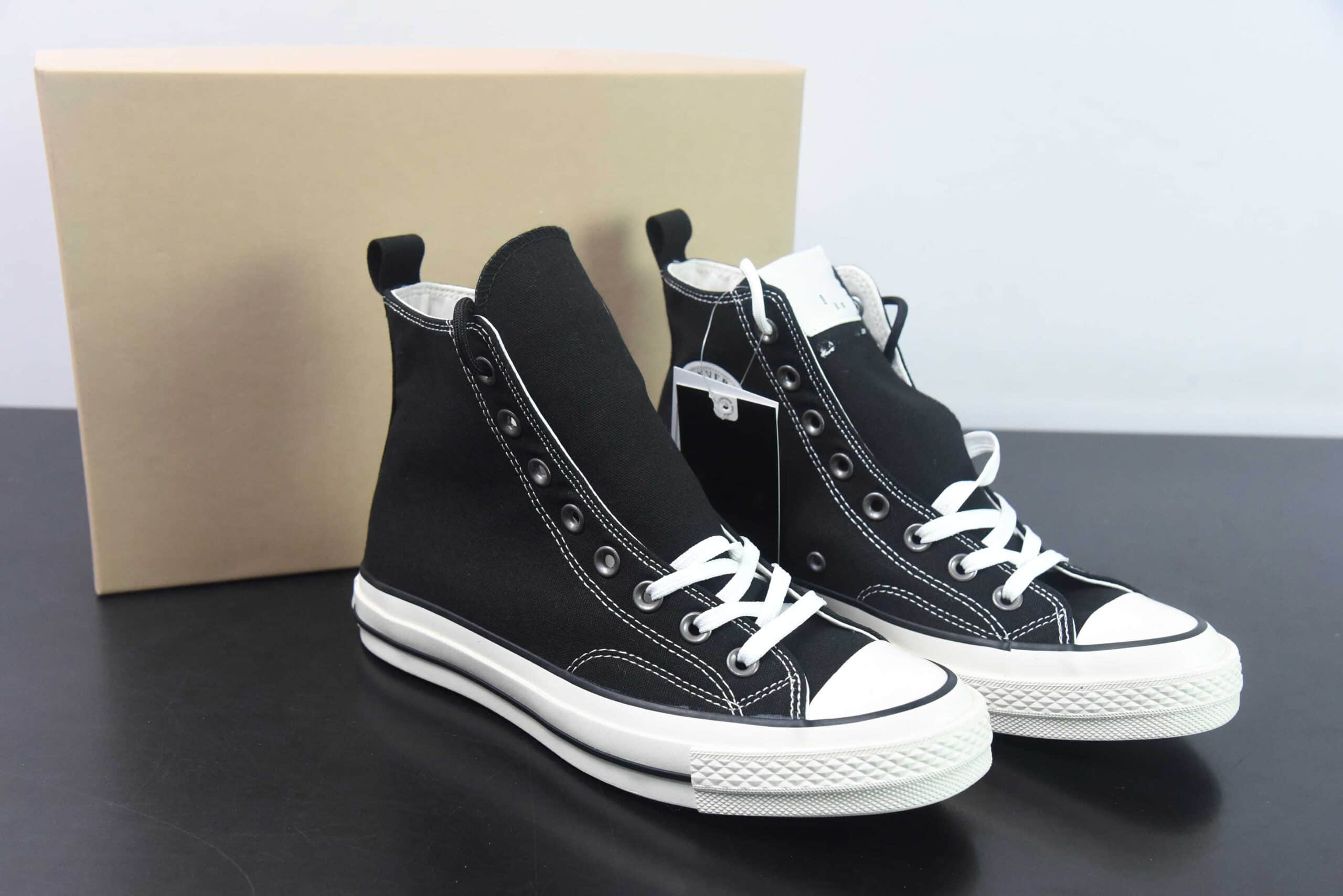 匡威Converse x N.Hollywood x 野口强三方联名纯黑高帮休闲帆布鞋纯原版本 货号：1CK716