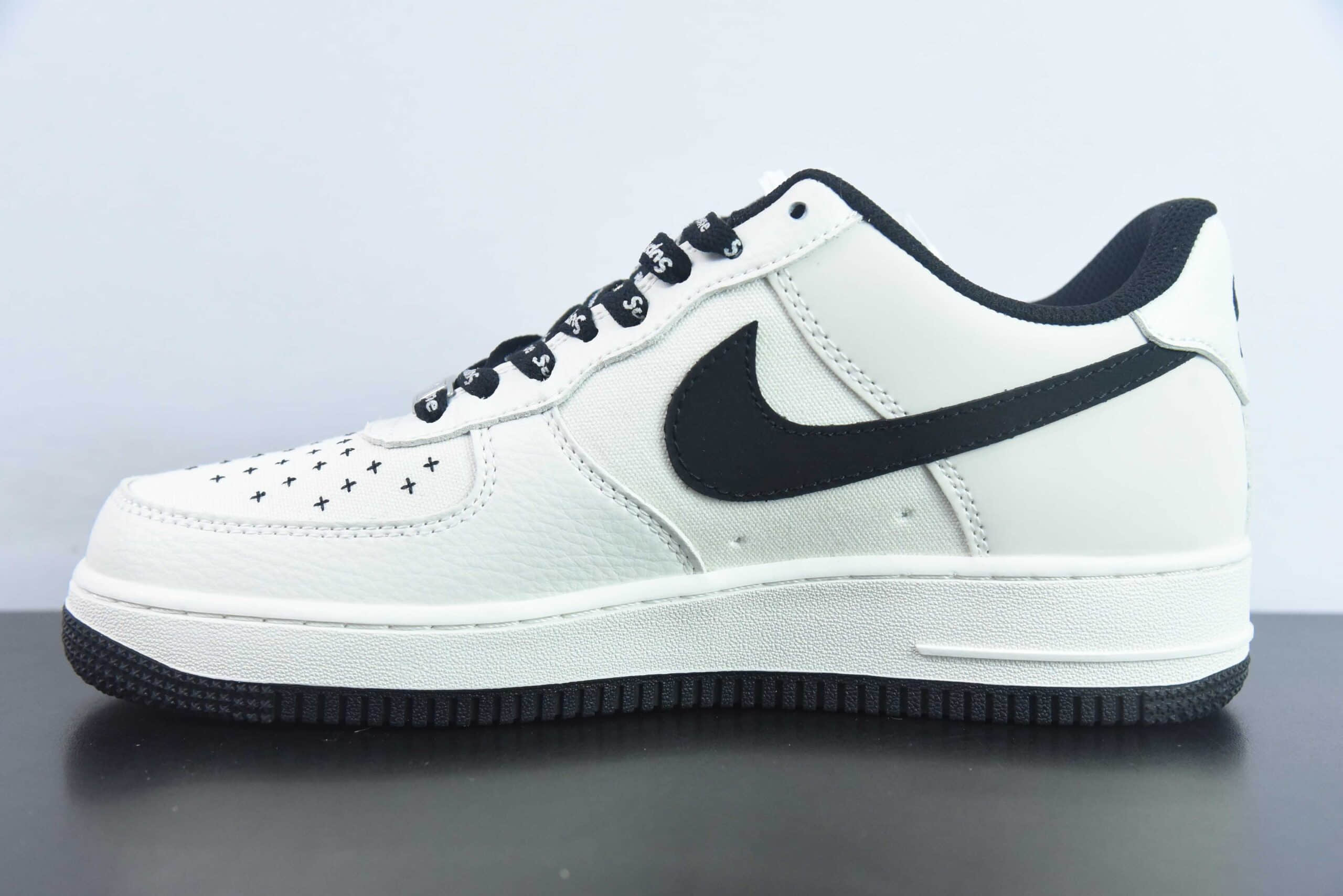 耐克Nike Fat Joe x Nike Air Force 1 Low”Terror Squad“拼接米白黑TS刺绣空军一号经典低帮百搭休闲运动板鞋纯原版本 货号：PF9055-754