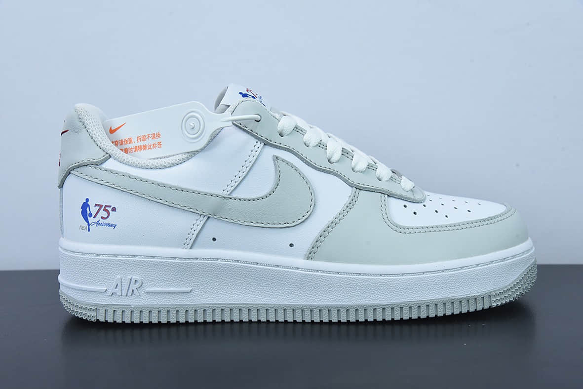 耐克Nike Air Force 1 NBA75周年纪念款灰白空军一号低帮休闲板鞋纯原版本 货号：AA6902-201