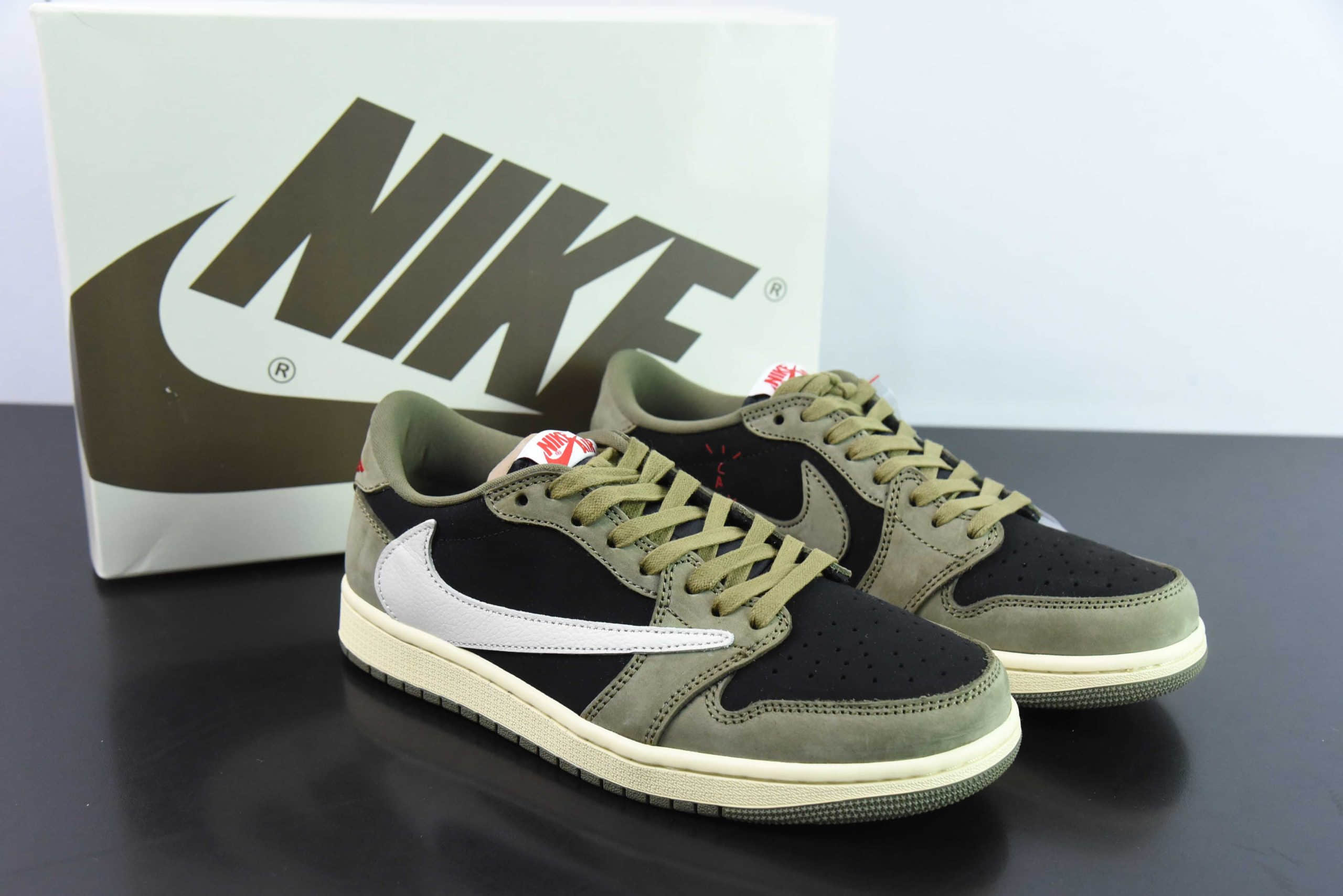 乔丹Travis Scott x Air Jordan AJ1 Low OG SP TS联名军绿倒钩7.0低帮文化篮球鞋纯原版本 货号：DM7866-002