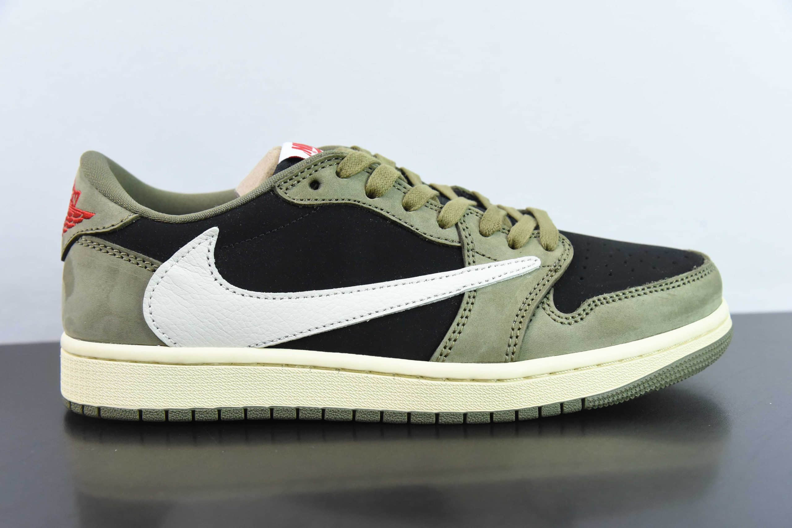 乔丹Travis Scott x Air Jordan AJ1 Low OG SP TS联名军绿倒钩7.0低帮文化篮球鞋纯原版本 货号：DM7866-002