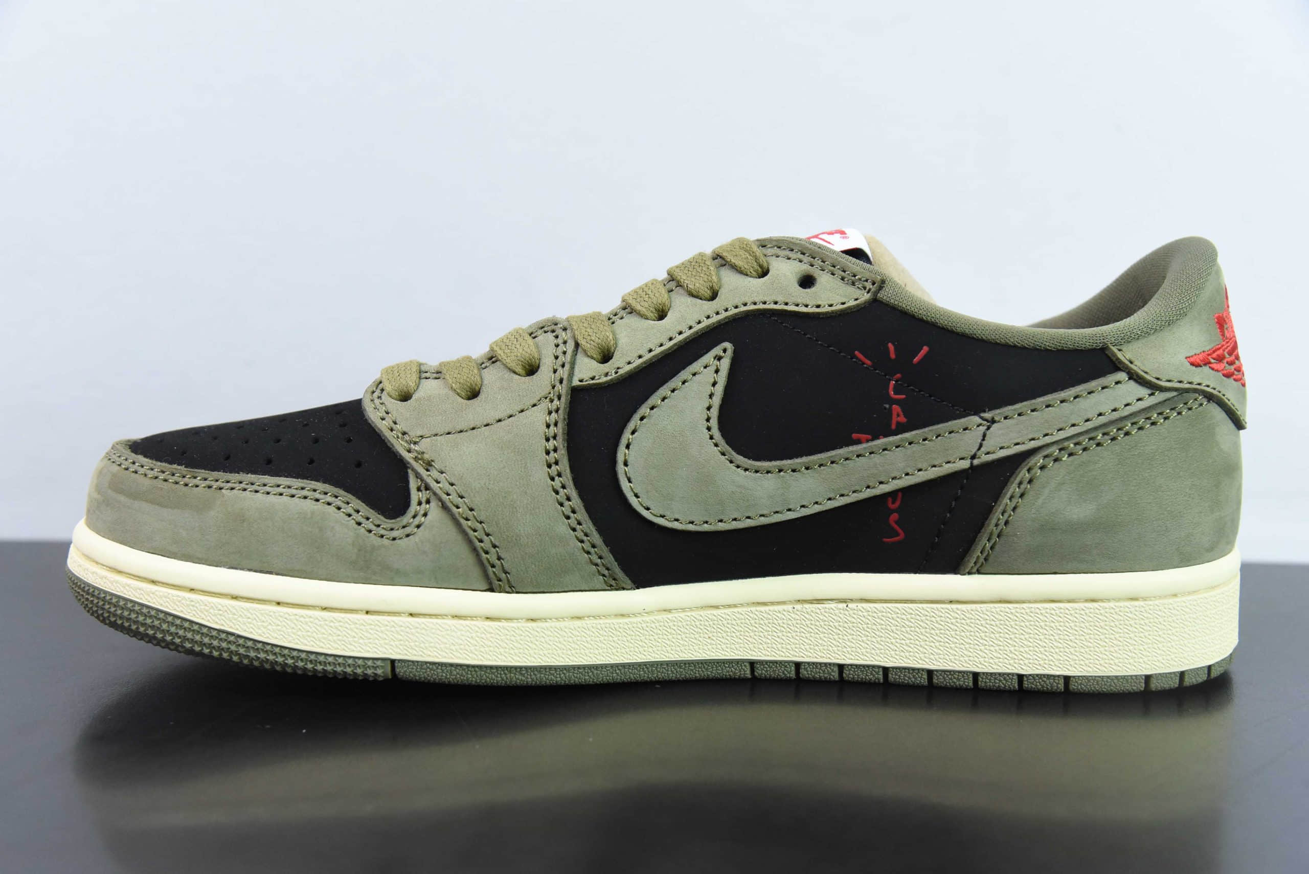 乔丹Travis Scott x Air Jordan AJ1 Low OG SP TS联名军绿倒钩7.0低帮文化篮球鞋纯原版本 货号：DM7866-002