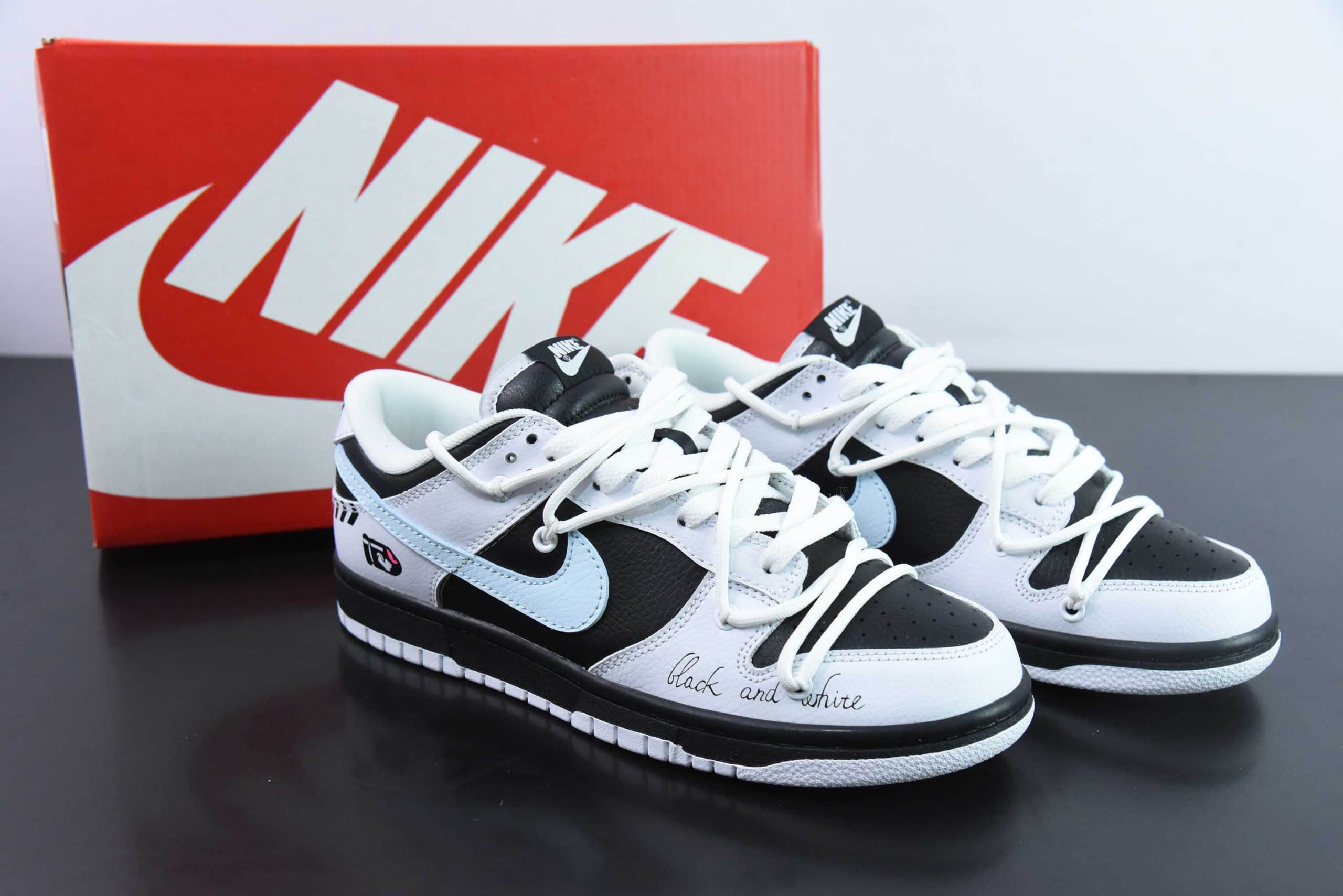 耐克Nike Dunk Low Reverse Panda 极速赛车黑白熊猫涂鸦撞色SB绑带低帮休闲板鞋纯原版本 货号：FD9064-011