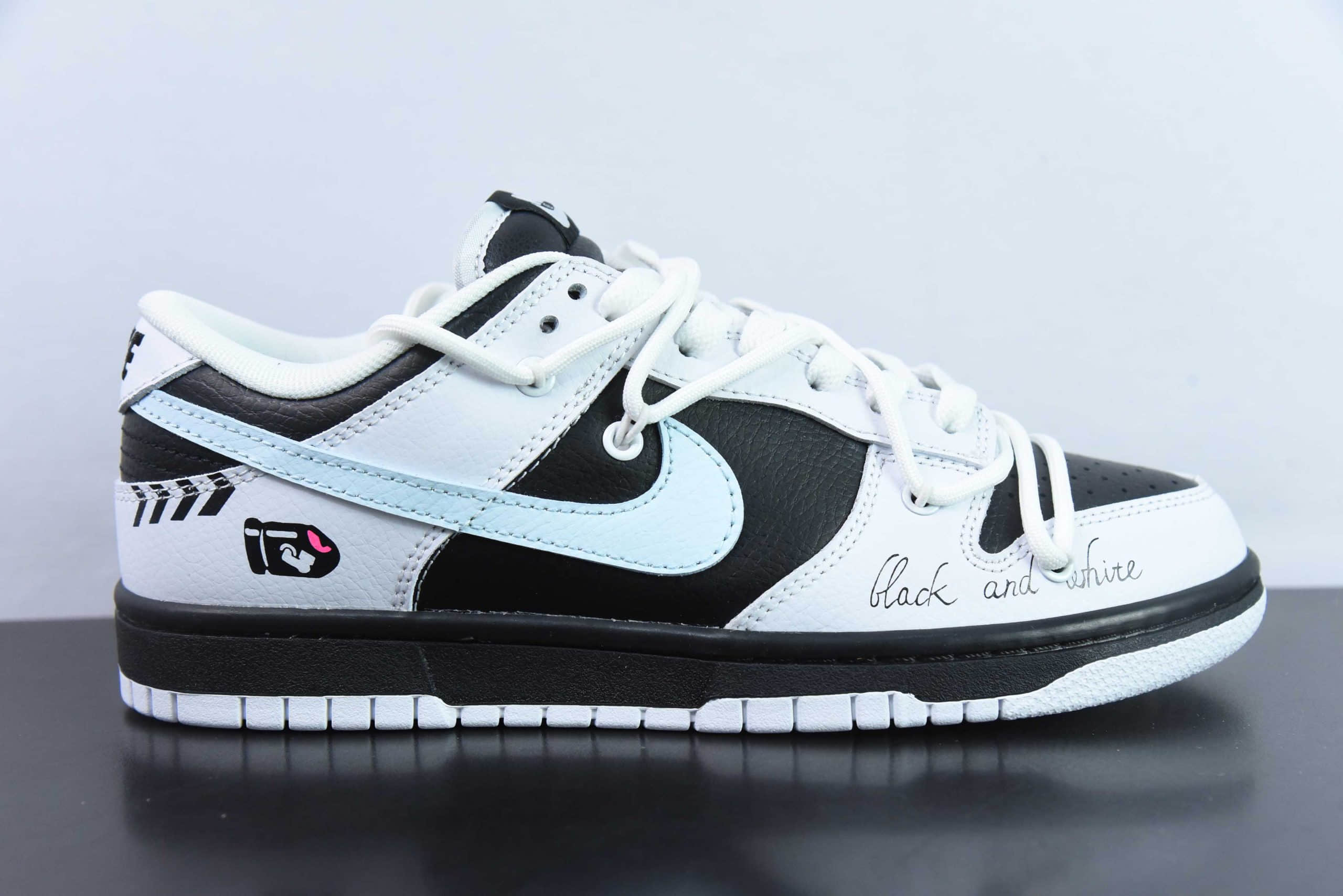 耐克Nike Dunk Low Reverse Panda 极速赛车黑白熊猫涂鸦撞色SB绑带低帮休闲板鞋纯原版本 货号：FD9064-011