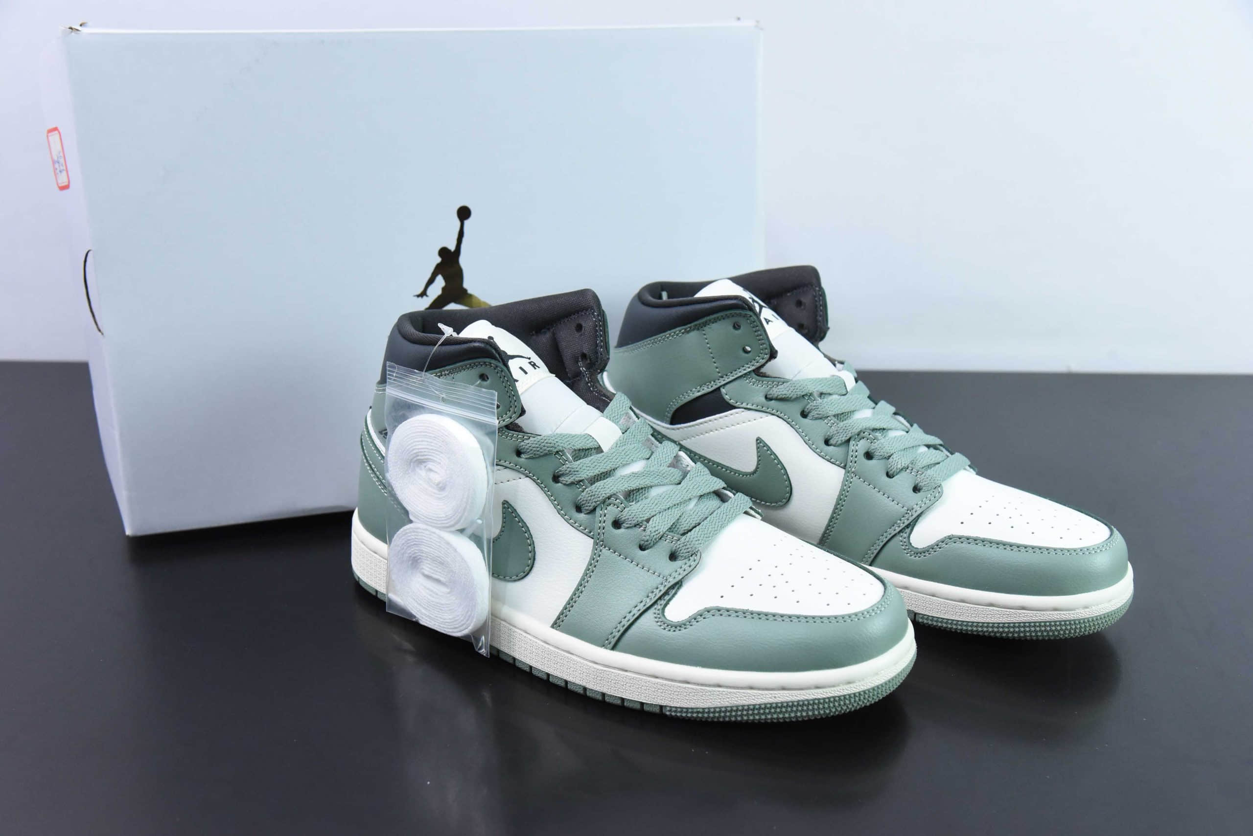 乔丹Air Jordan 1 Mid Jade SmokeAJ1中帮白绿复古休闲篮球鞋纯原版本 货号：BQ6472-130 