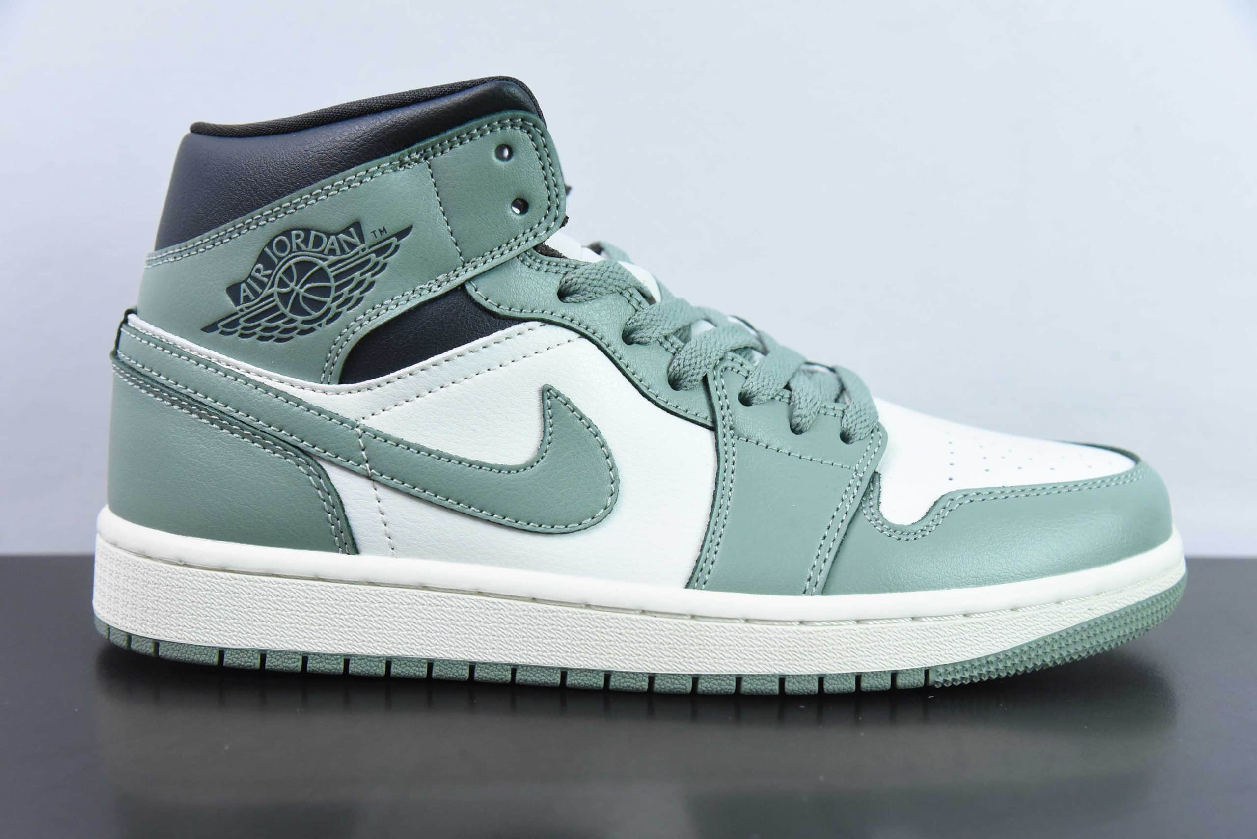 乔丹Air Jordan 1 Mid Jade SmokeAJ1中帮白绿复古休闲篮球鞋纯原版本 货号：BQ6472-130 