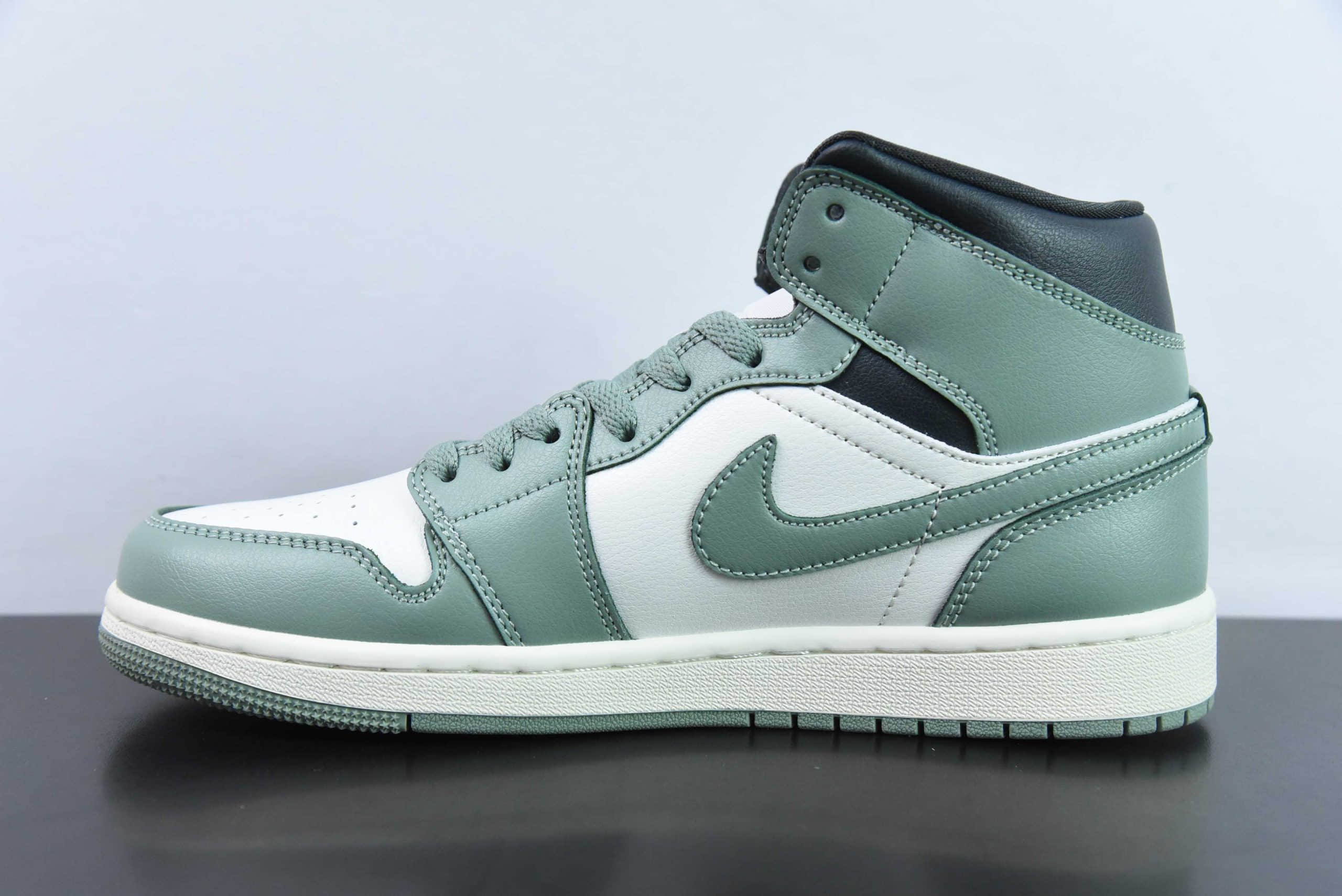 乔丹Air Jordan 1 Mid Jade SmokeAJ1中帮白绿复古休闲篮球鞋纯原版本 货号：BQ6472-130 