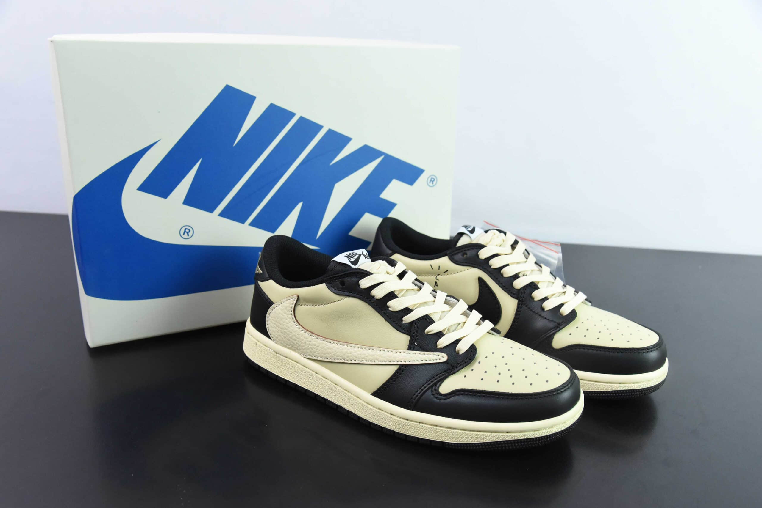 乔丹Travis Scott x Air Jordan AJ1 Low OG SP TS联名米黄黑倒钩低帮复古文化篮球鞋纯原版本 货号：DM7866-201