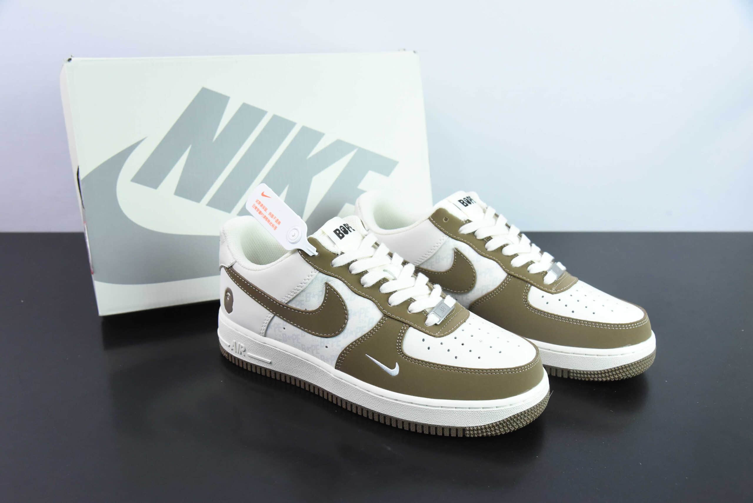 耐克Nike Air Force 1'07 Low BAPE联名淡青猪八空军一号低帮休闲板鞋纯原版本 货号：BA8806-225