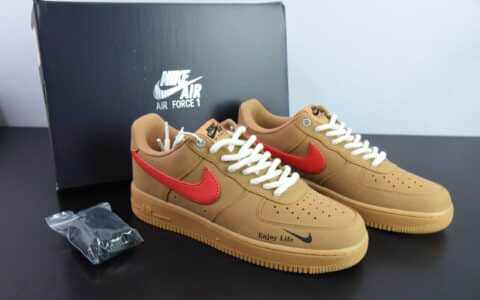 耐克Nike Air Force 1'07 Low 麦色红钩空军一号低帮板鞋纯原版本 货号：FZ7372-300