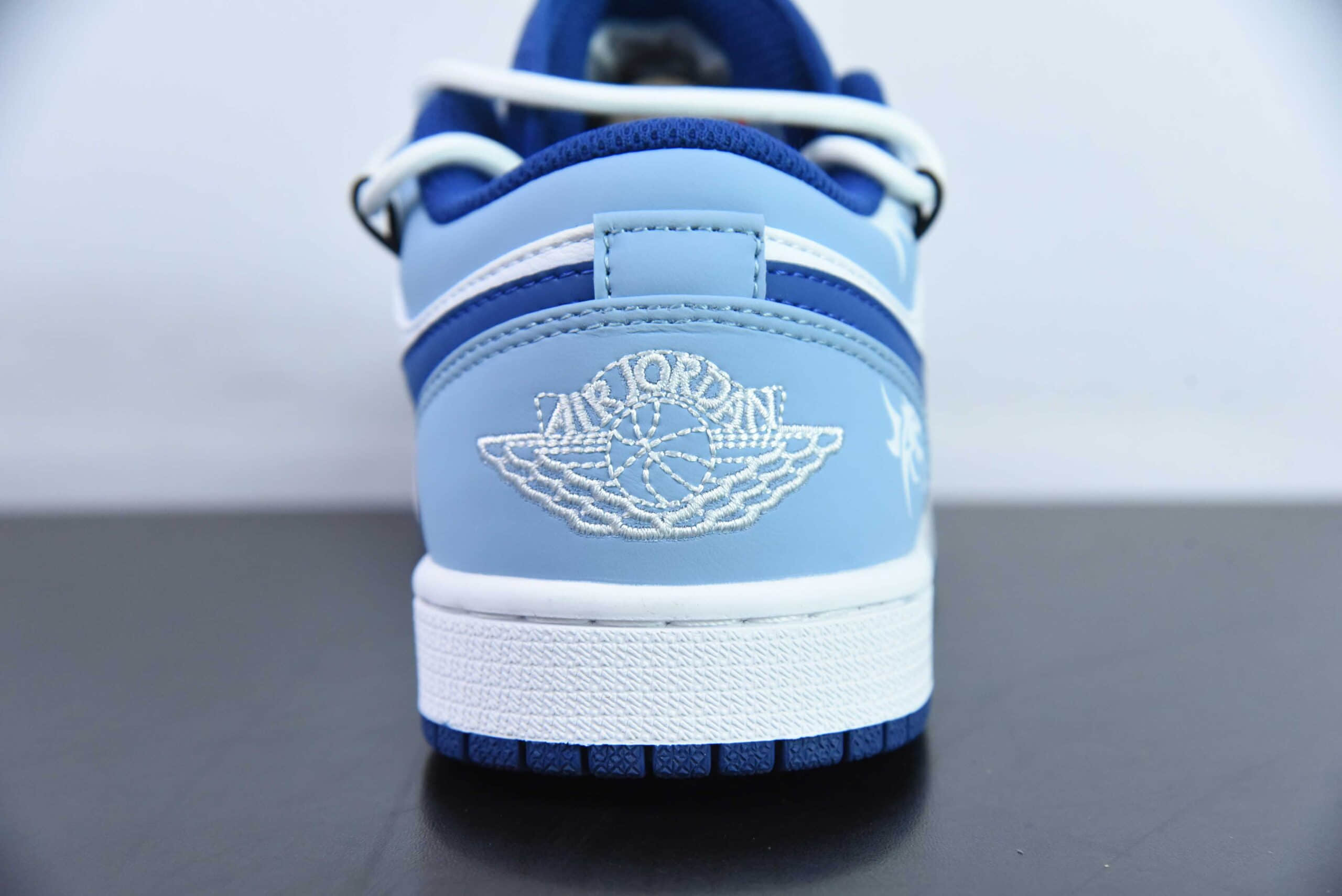 乔丹Air Jordan AJ1 Low 解构抽绳白蓝低帮绑带定制配色篮球鞋纯原版本 货号：553558-414