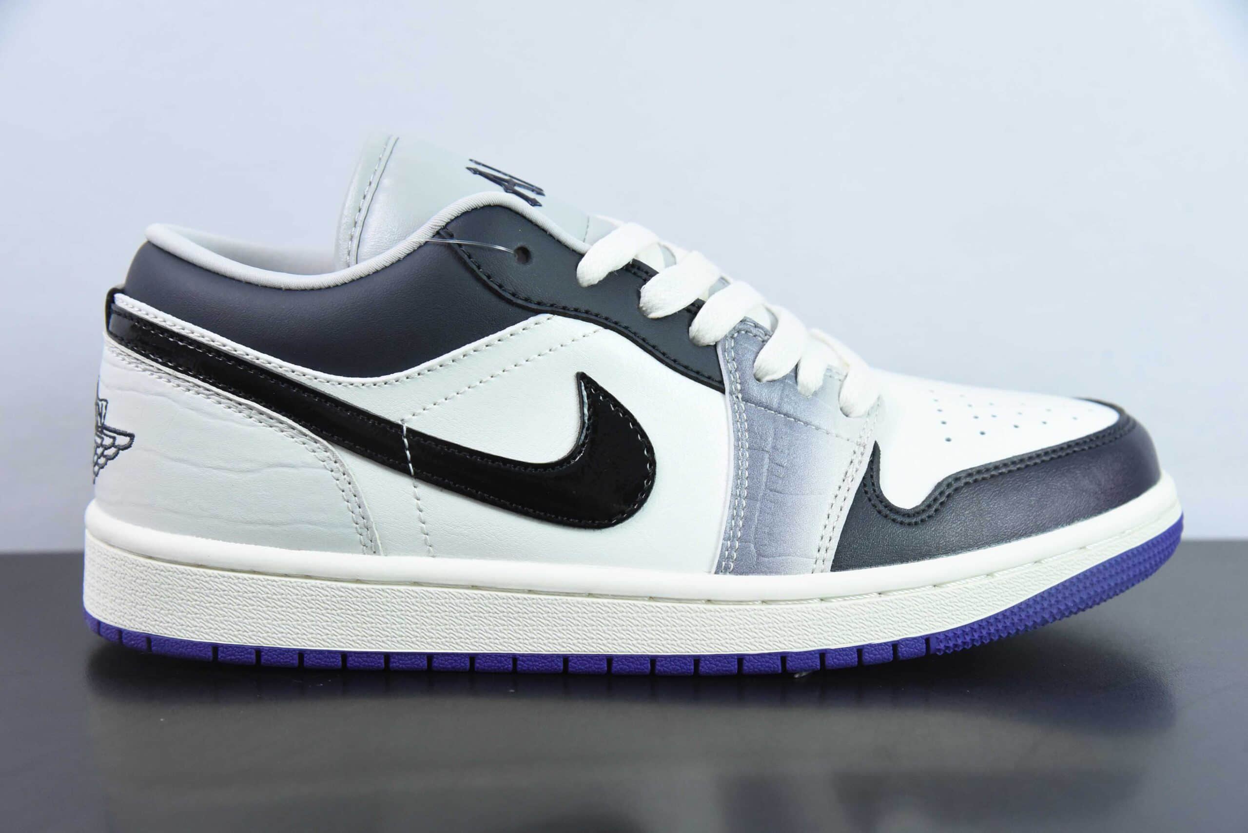 乔丹Air Jordan 1 Low Purple AJ1白黑紫低帮文化休闲板鞋纯原版本 货号：HF5759-101