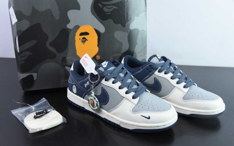 耐克Nike SB Dunk Low BAPE联名米蓝灰周年高端定制SB低帮休闲板鞋纯原版本 货号： BB8969-001