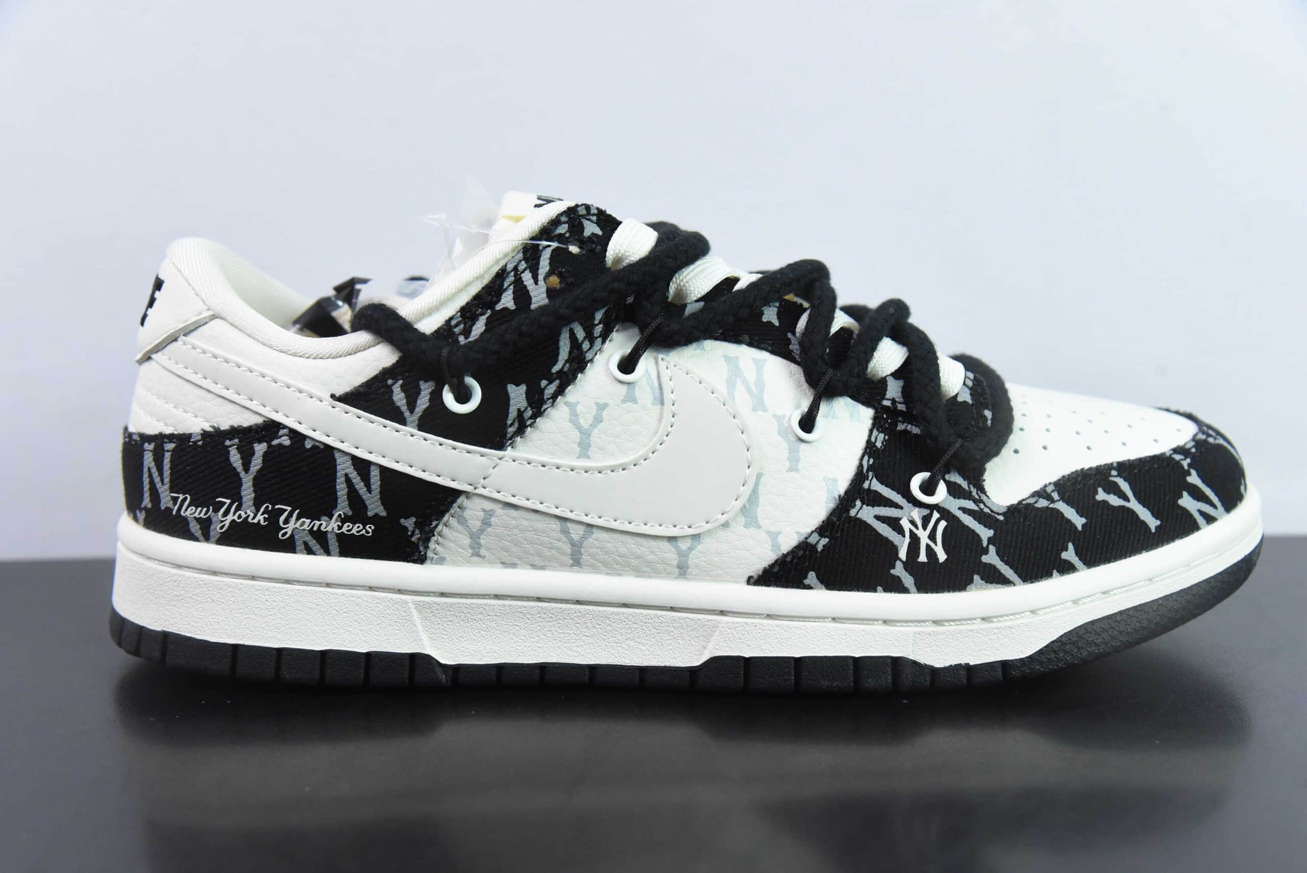 耐克Nike SB Dunk Low MLB黑白印花周年高端定制SB低帮休闲板鞋纯原版本 货号：SJ2068-251