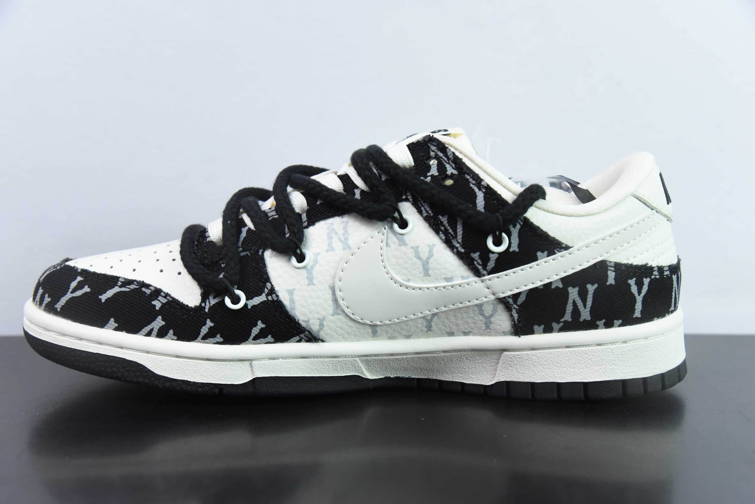 耐克Nike SB Dunk Low MLB黑白印花周年高端定制SB低帮休闲板鞋纯原版本 货号：SJ2068-251