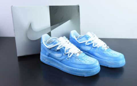 耐克Nike Air Force 1 Low 07 手绘喷绘蓝白空军一号低帮休闲板鞋纯原版本 货号：YY2024-929