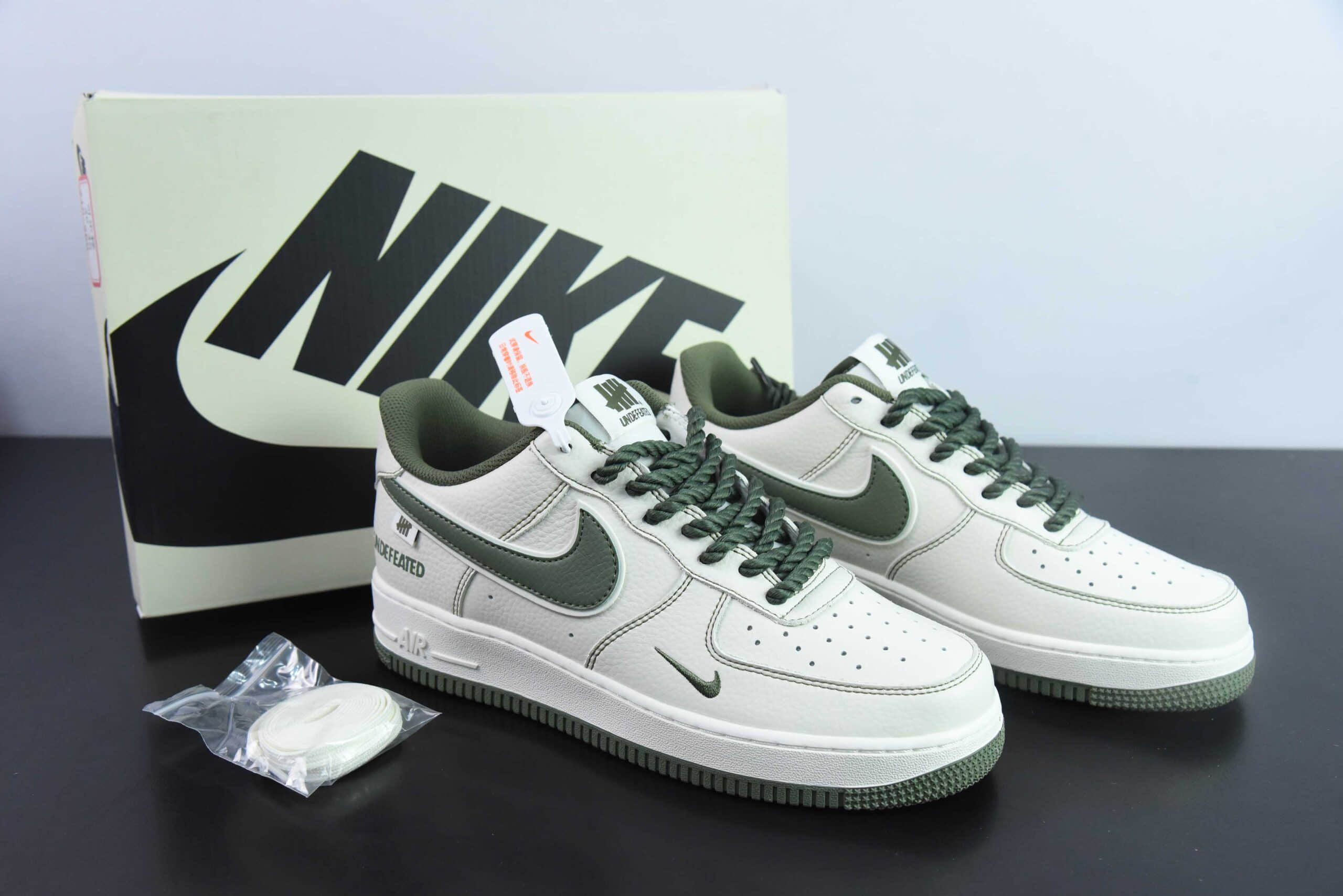 耐克Nike Undefeated x Nk Air Force 1'07 Low 军绿麻绳空军一号低帮休闲板鞋纯原版本 货号：UT2023-202