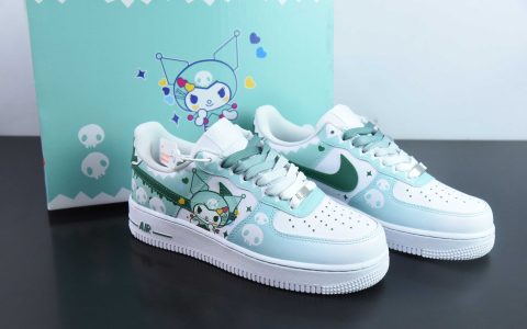 耐克Nike Doraemon×Nike Air Force 1 Low小巫女联名款骷髅头渐变白绿空军一号低帮休闲板鞋纯原版本 货号：CW2288-111
