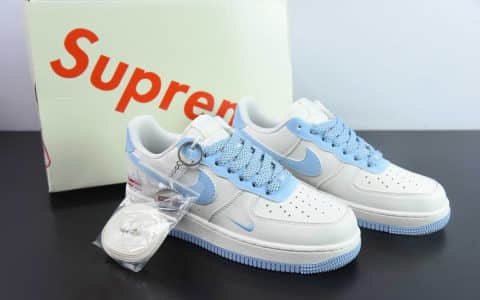 耐克Nike Air Force 1'07 Low Supreme石头岛联名天青色空军一号低帮休闲板鞋纯原版本 货号：BB9599-205