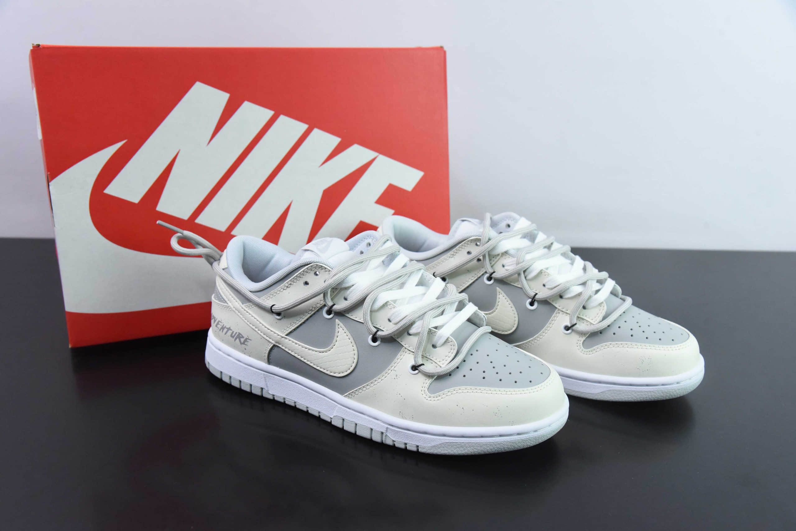 耐克Nike SB Dunk Low 白灰绑带解构SB低帮休闲板鞋纯原版本 货号：HF0730-160 