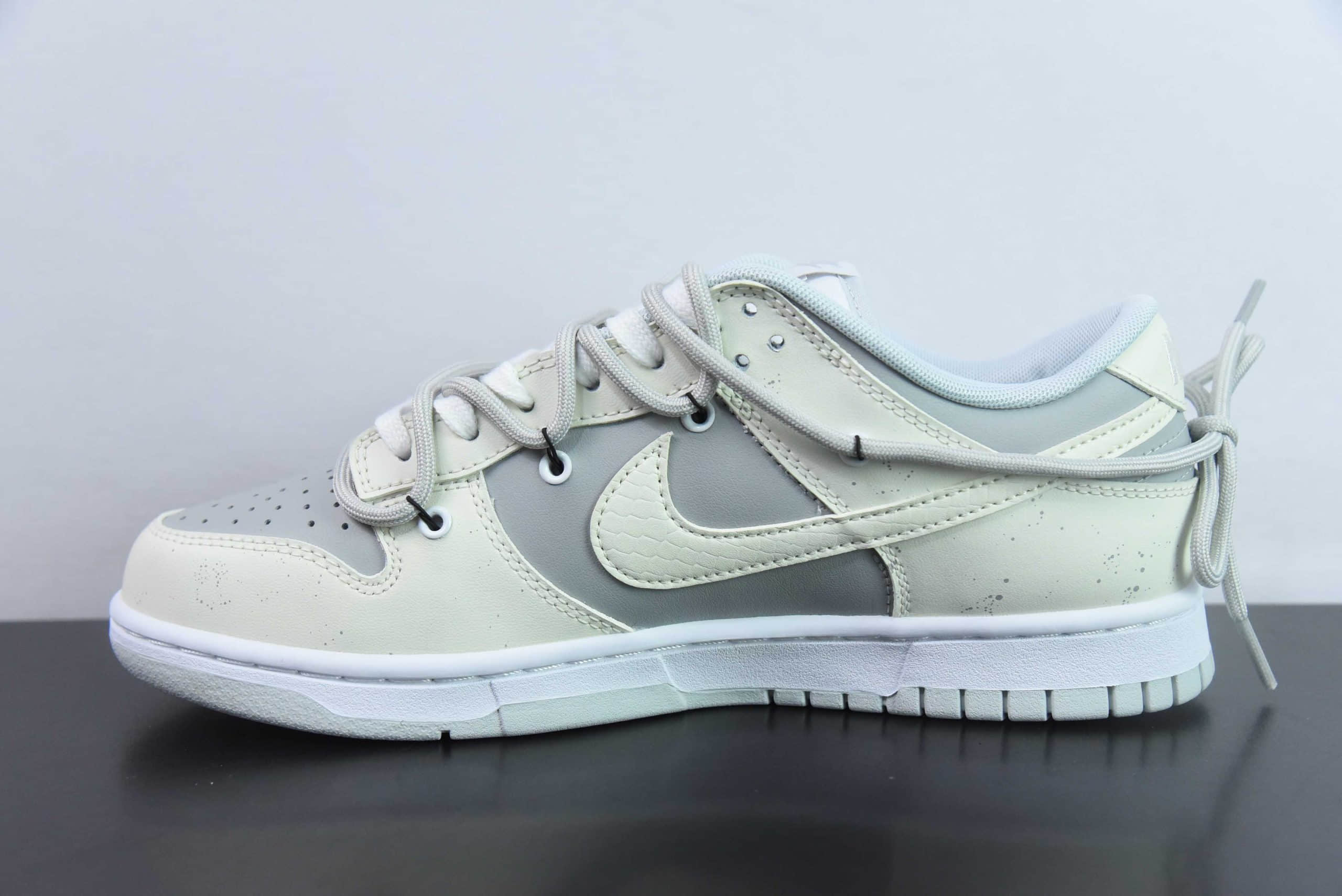 耐克Nike SB Dunk Low 白灰绑带解构SB低帮休闲板鞋纯原版本 货号：HF0730-160 