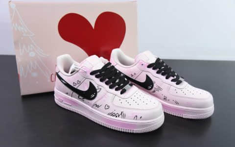 耐克Nike Air Force 1'07 Low七夕限定二次元主题彼岸情书桃粉喷绘空军一号低帮休闲板鞋纯原版本 货号：CW2288-111