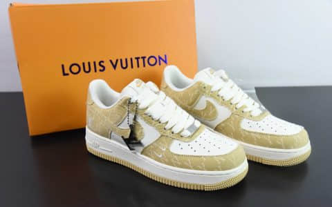 耐克NIke Air Force 1 '07 Low “LV联名卡其双勾”空军一号低帮运动鞋纯原版本 货号：HD1968-027