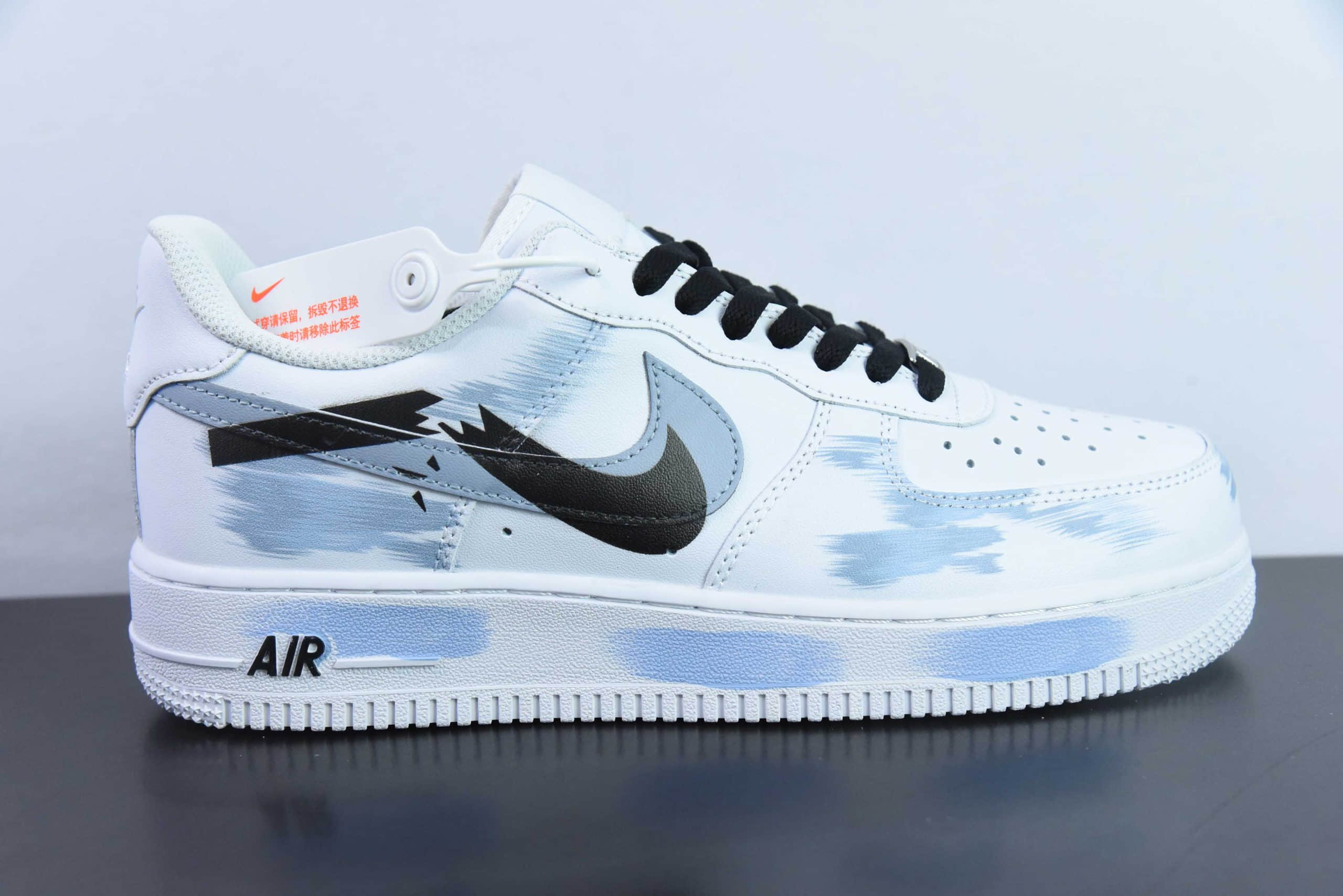 耐克Nike Air Force 1´07 Low 手绘断裂三勾阴影白蓝色空军一号低帮百搭休闲运动板鞋纯原版本 货号：CW2288-111