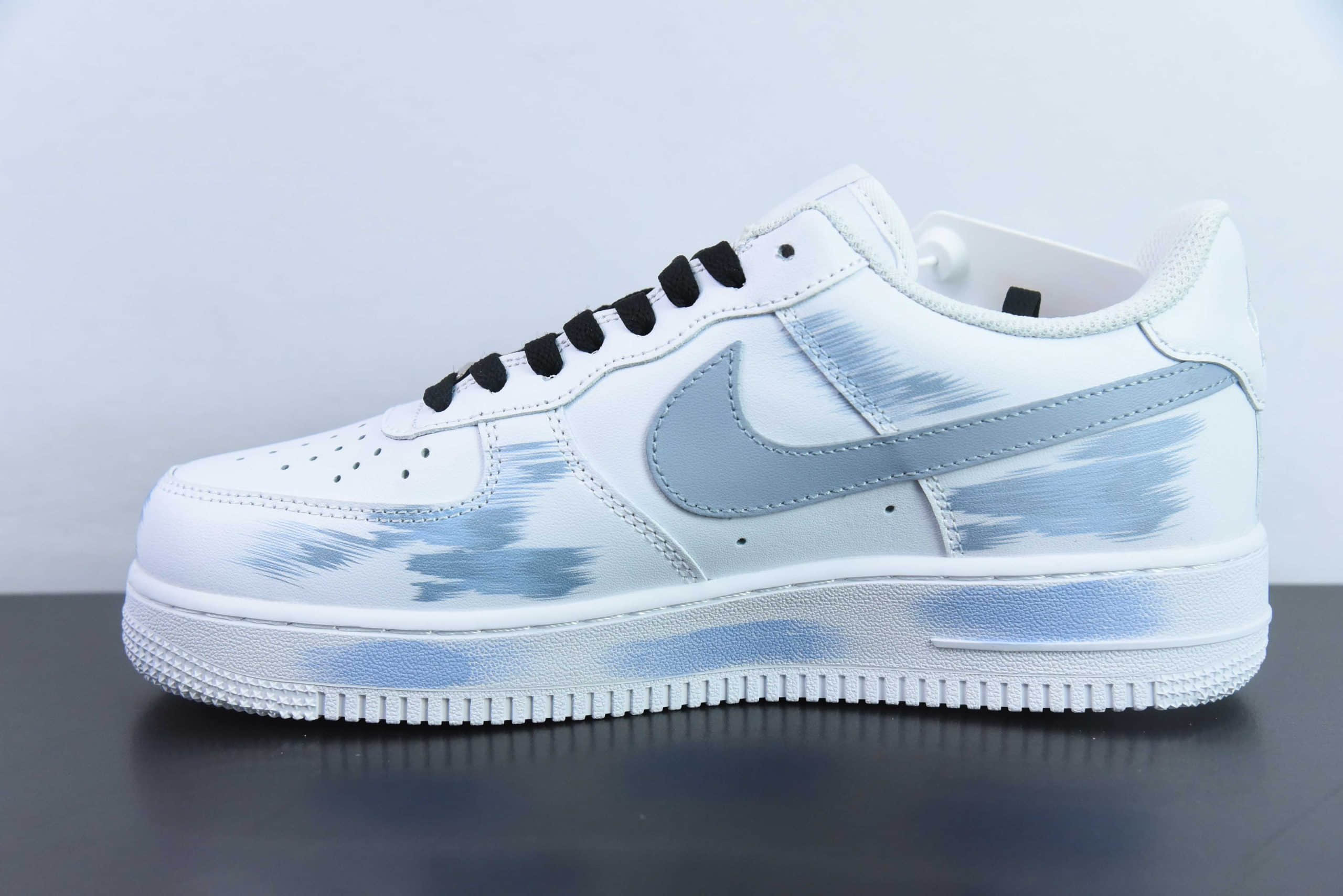 耐克Nike Air Force 1´07 Low 手绘断裂三勾阴影白蓝色空军一号低帮百搭休闲运动板鞋纯原版本 货号：CW2288-111