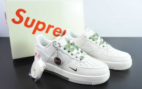 耐克Nike Supreme x Air Force 1 Low米白绿空军一号低帮休闲板鞋纯原版本 货号：BB7577-213